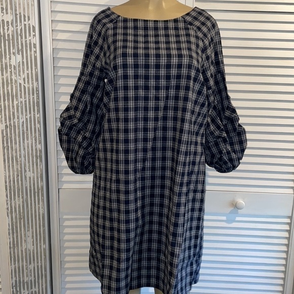 JOA Just One Answer Blue and white plaid maternity dress - Picture 4 of 9